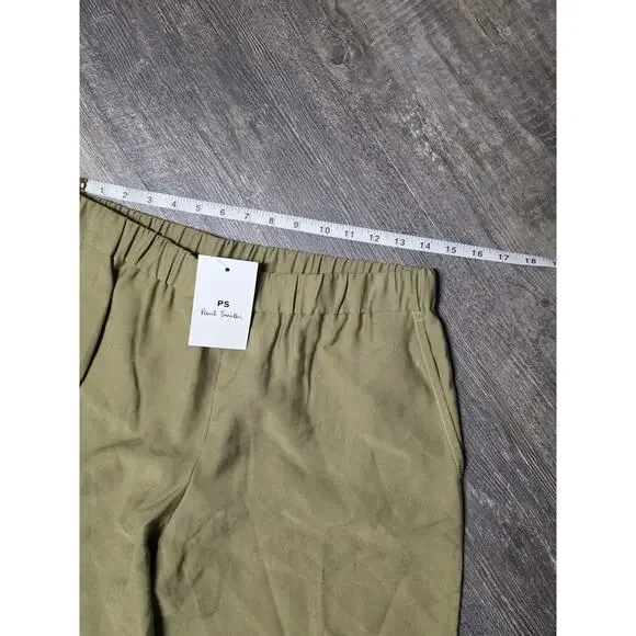 NWT PS Paul Smith Olive Green Lyocell Cropped Pull On Cargo Pants MSRP $295 - Picture 2 of 7